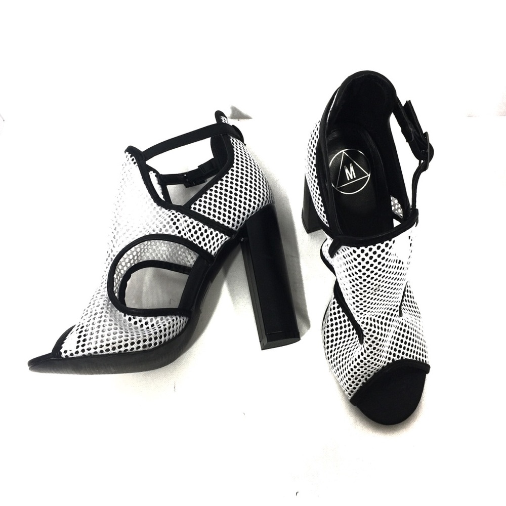 Missguided Mesh Peep Toe Sexy Block High Heels